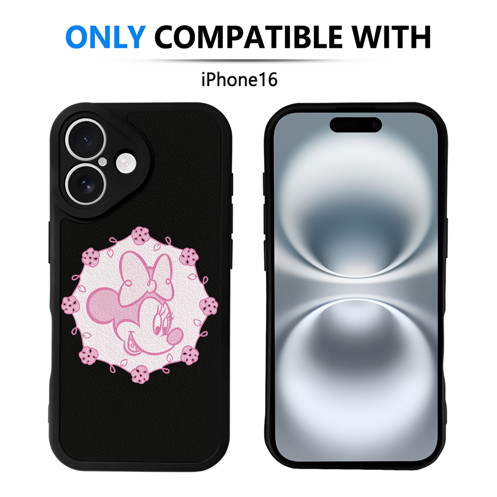（画像用） ミッキーマウス Mickey Mouse 【iPhone 16シリーズ対応】シリコンスマホケース（レザー調） 材質：シリコン